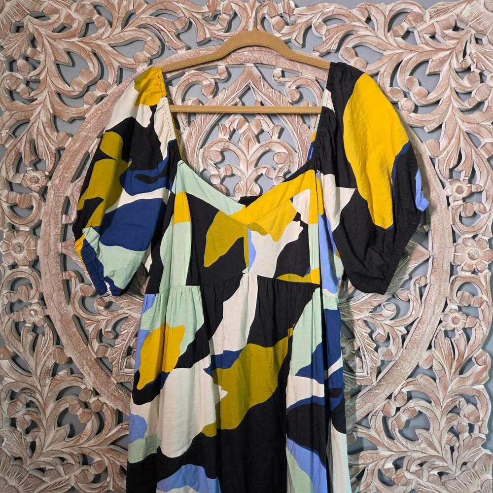 Nine West Multicolor Abstract Baby Doll Maxi Dress XXL - Picture 4 of 7